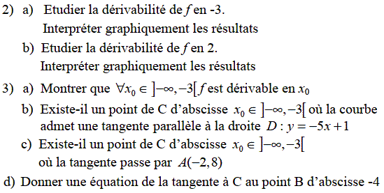 Dérivabilité: Exercice 16