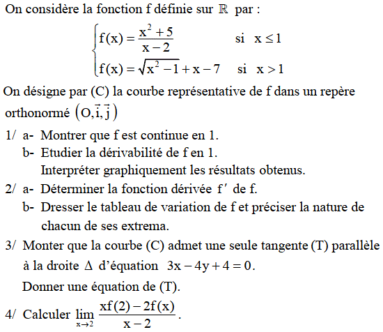 Dérivabilité: Exercice 61