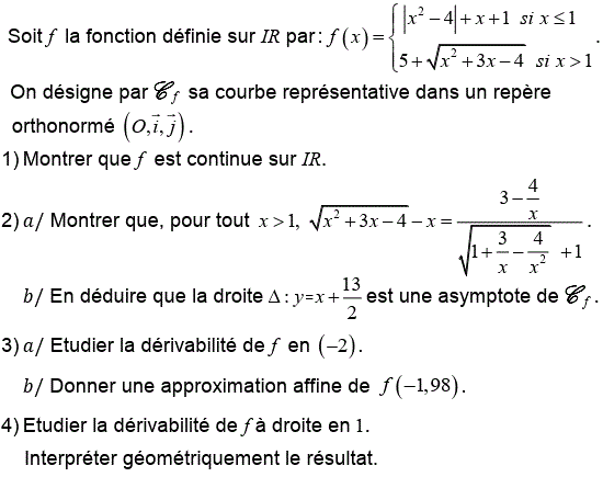 Dérivabilité: Exercice 8