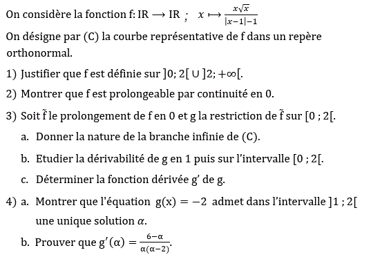 Dérivabilité: Exercice 59