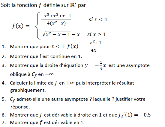 Dérivabilité: Exercice 4