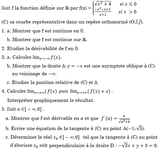 Dérivabilité: Exercice 12