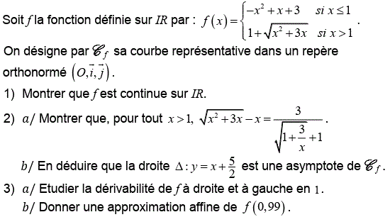 Dérivabilité: Exercice 7