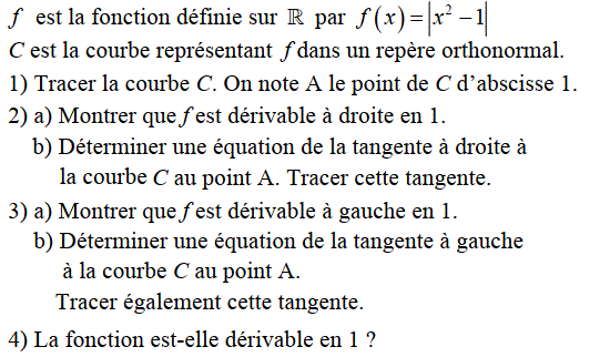 Dérivabilité: Exercice 9