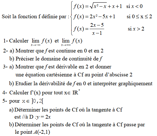Dérivabilité: Exercice 11