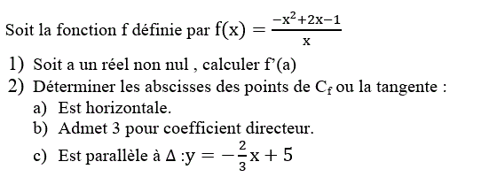 Dérivabilité: Exercice 1