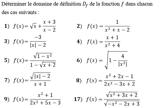 Généralités sur les fonctions: Exercice 3