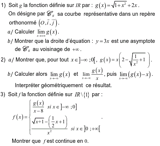 Limites et continuité: Exercice 109