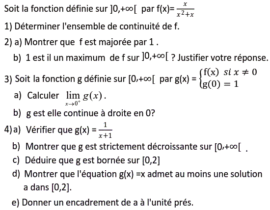 Limites et continuité: Exercice 64