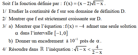 Limites et continuité: Exercice 62