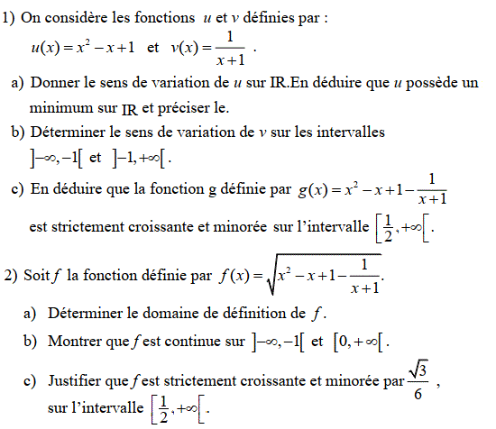 Limites et continuité: Exercice 7