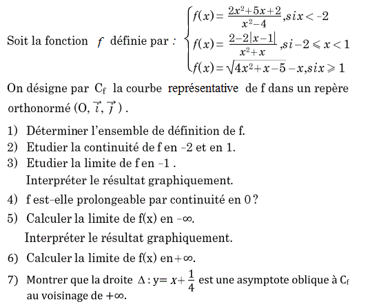 Limites et continuité: Exercice 101