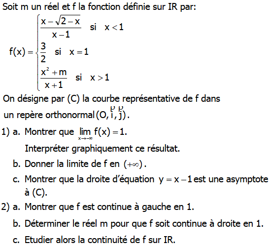 Limites et continuité: Exercice 89