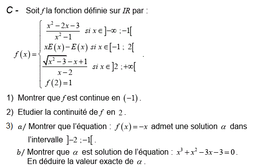 Limites et continuité: Exercice 117