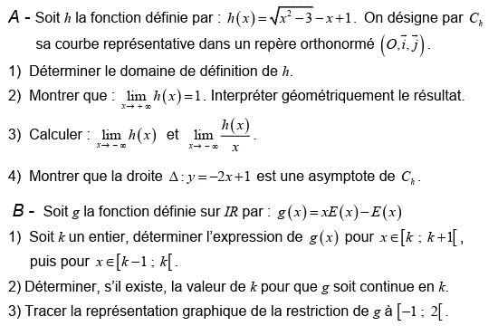 Limites et continuité: Exercice 116