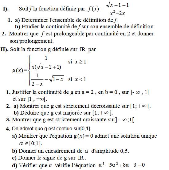 Limites et continuité: Exercice 73