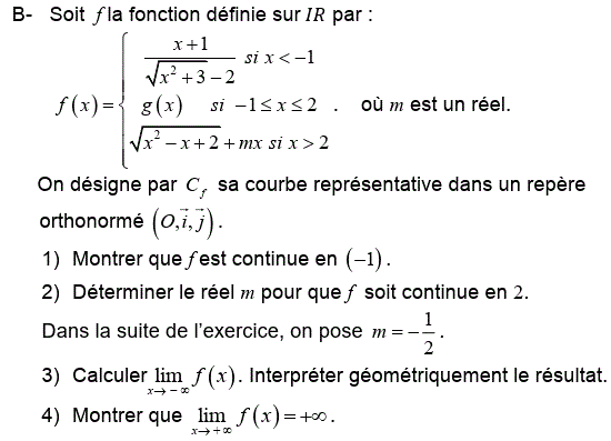 Limites et continuité: Exercice 115