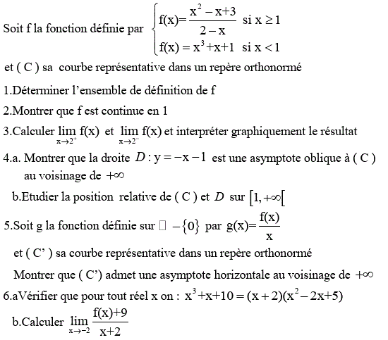 Limites et continuité: Exercice 105