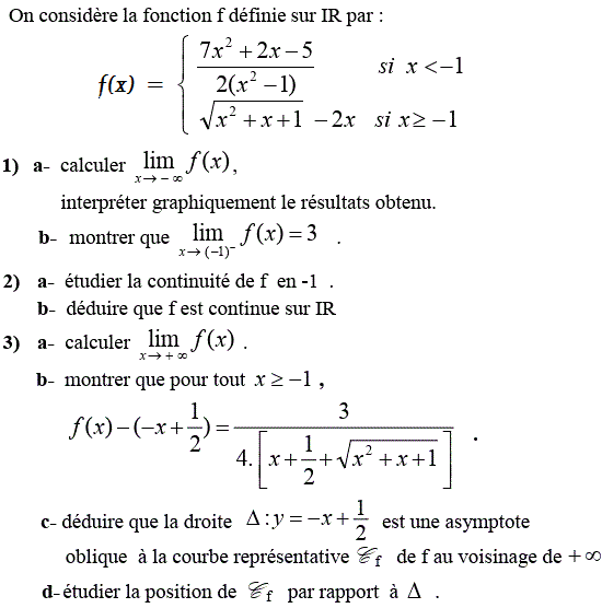 Limites et continuité: Exercice 96