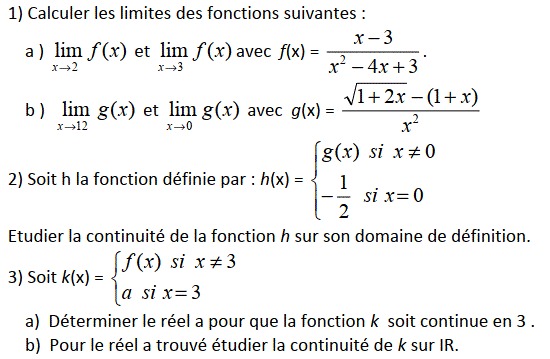 Limites et continuité: Exercice 14