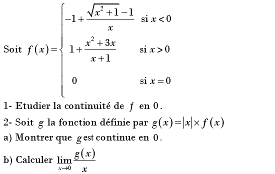 Limites et continuité: Exercice 4