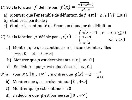 Limites et continuité: Exercice 11