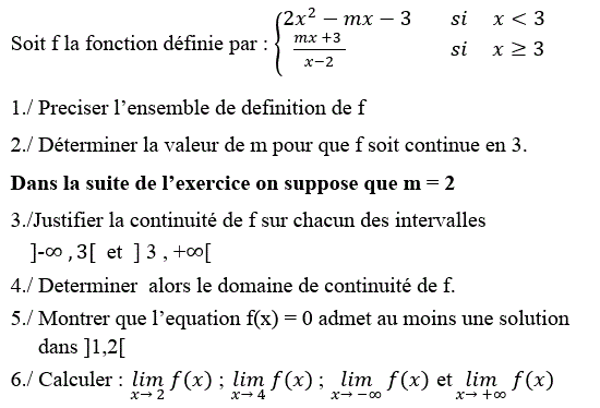 Limites et continuité: Exercice 86