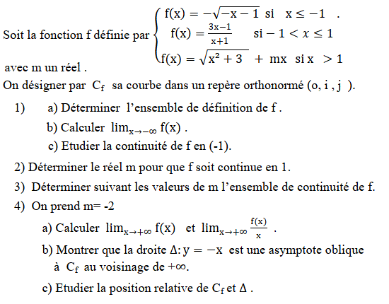 Limites et continuité: Exercice 97