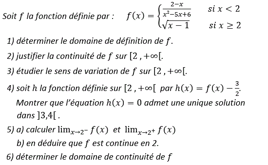 Limites et continuité: Exercice 50
