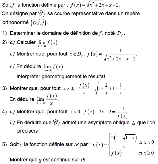 Limites et continuité: Exercice 102