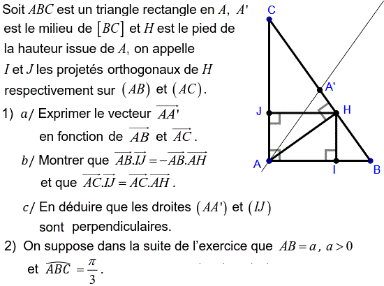 Produit scalaire dans le plan: Exercice 92