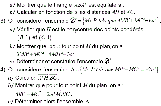 Produit scalaire dans le plan: Exercice 93