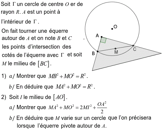 Produit scalaire dans le plan: Exercice 52