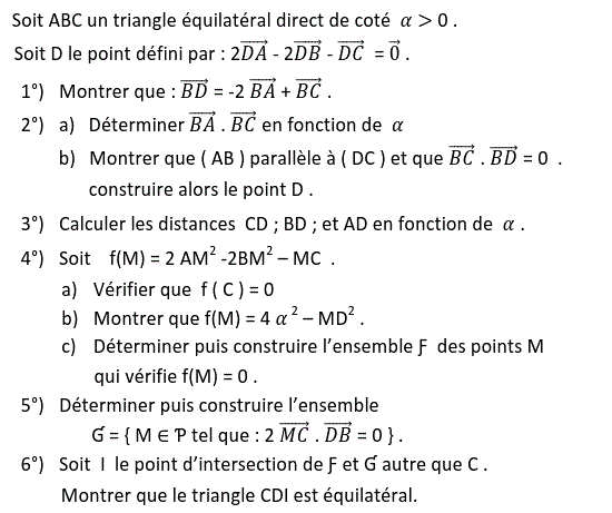 Produit scalaire dans le plan: Exercice 53