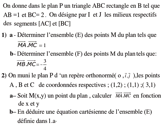 Produit scalaire dans le plan: Exercice 35