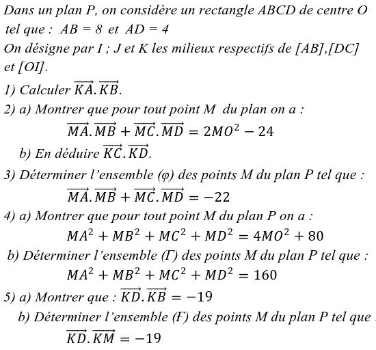 Produit scalaire dans le plan: Exercice 65