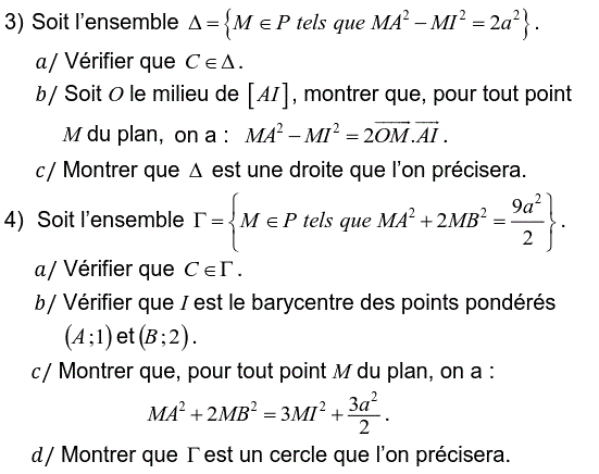 Produit scalaire dans le plan: Exercice 101