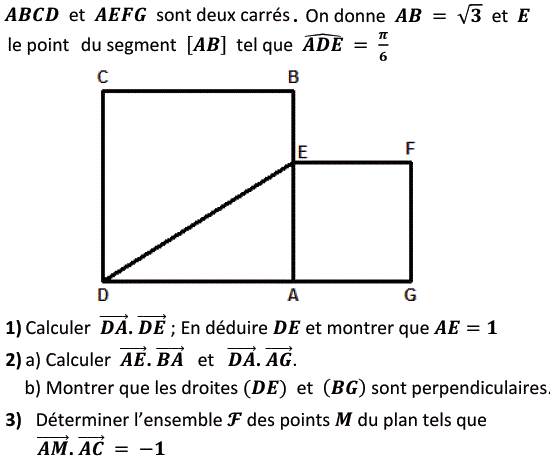 Produit scalaire dans le plan: Exercice 91