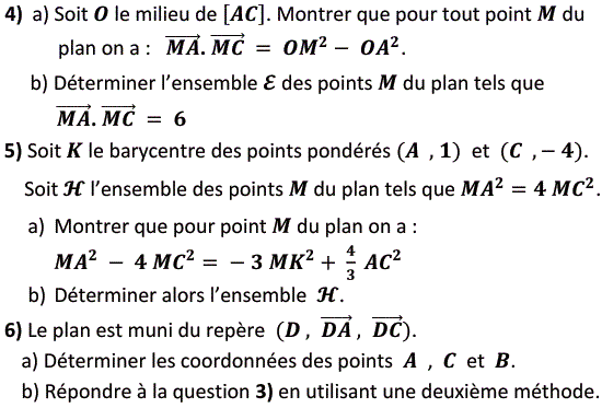 Produit scalaire dans le plan: Exercice 91