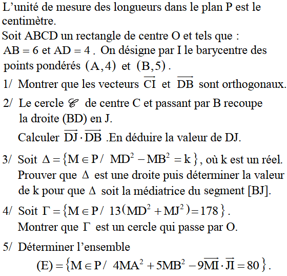 Produit scalaire dans le plan: Exercice 54