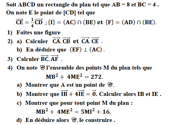 Produit scalaire dans le plan: Exercice 22