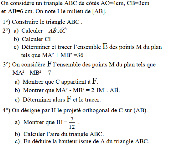 Produit scalaire dans le plan: Exercice 36