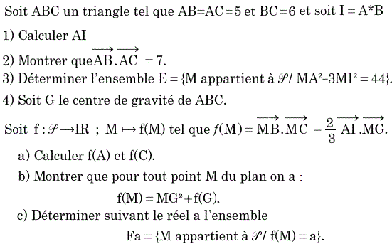 Produit scalaire dans le plan: Exercice 37