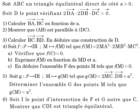 Produit scalaire dans le plan: Exercice 81