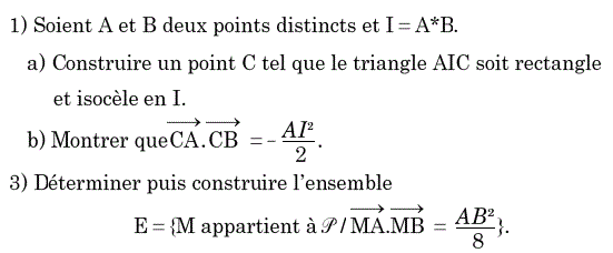 Produit scalaire dans le plan: Exercice 23