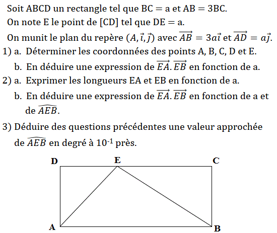 Produit scalaire dans le plan: Exercice 9