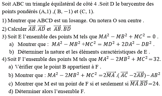 Produit scalaire dans le plan: Exercice 38