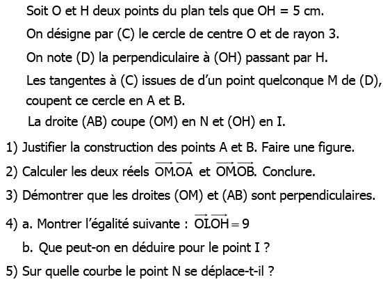 Produit scalaire dans le plan: Exercice 45