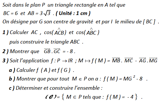 Produit scalaire dans le plan: Exercice 84