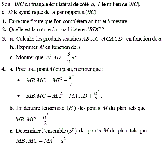 Produit scalaire dans le plan: Exercice 40